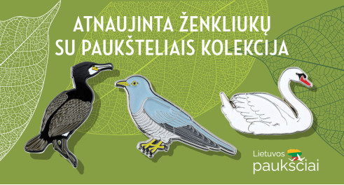 Atnaujinta ženkliukų su paukščiais kolekcija